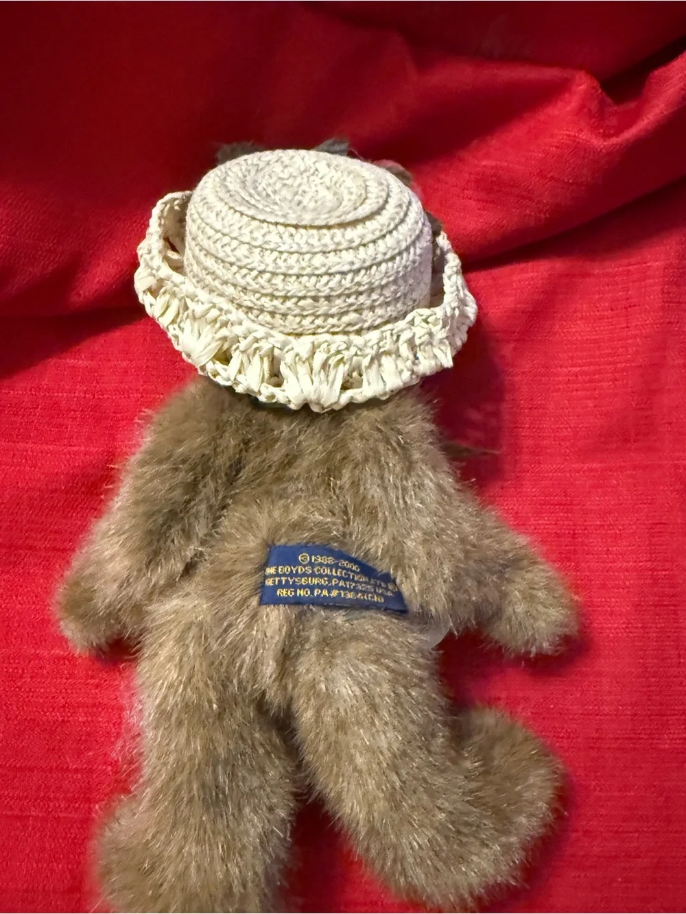 Plush Brown Boyd’s Bears Teddy Bear with Bow and Hat-Vintage- NWT